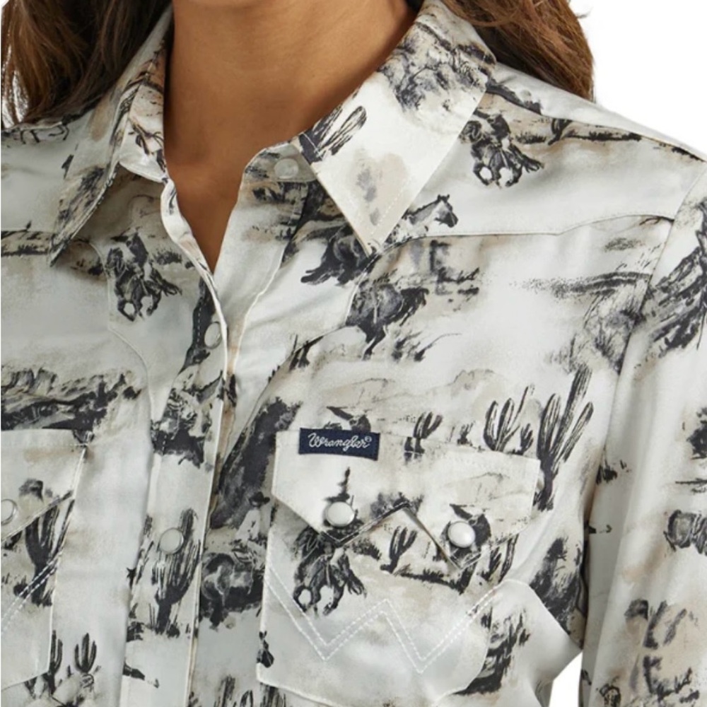 Wrangler Black and Cream Western Shirt